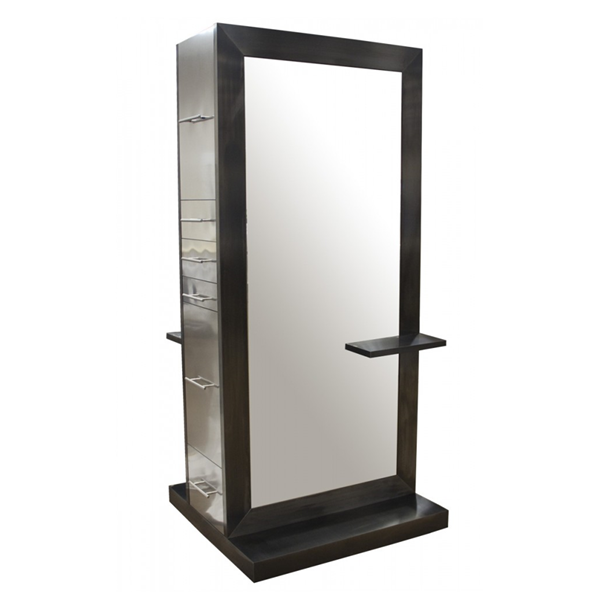 stainless steel salon professional barber mirror station