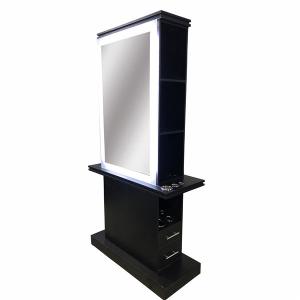 salon furniture barber mirror station with light