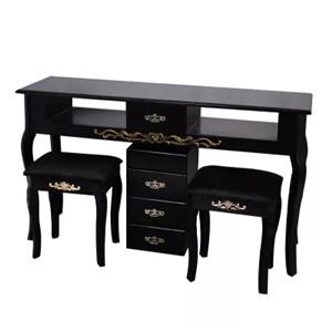 Levao black double manicure table with exhaust fan for sale 