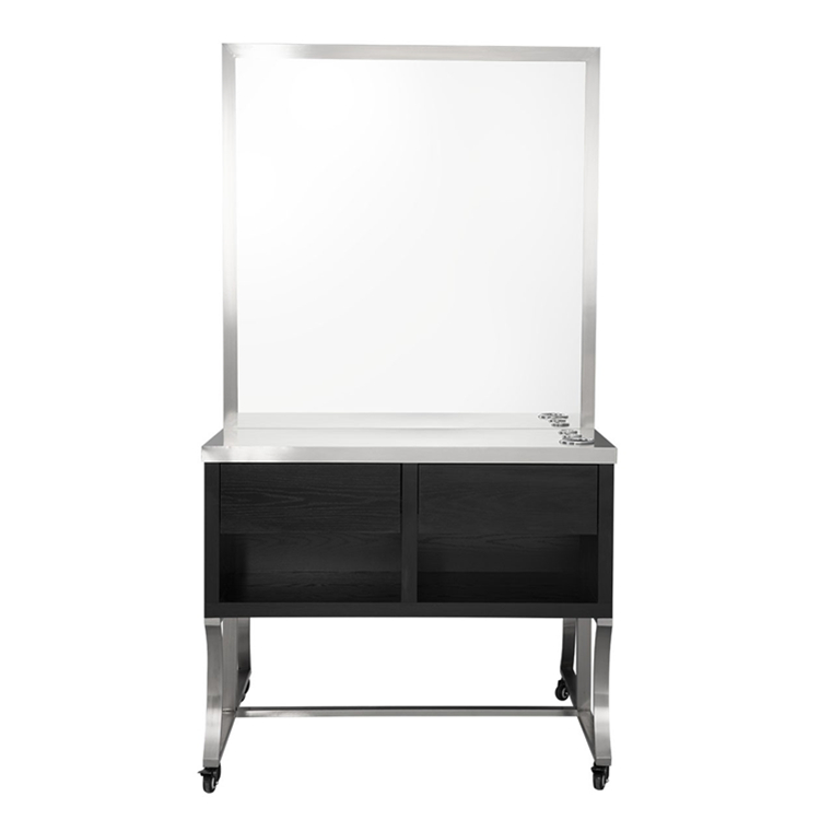 salon furniture hair station barber mirror station with drawers 